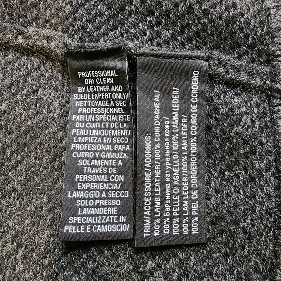 Ralph Lauren Black Label 100% Cashmere Grey Cardigan, Black Leather Trim, EUC - Picture 6 of 8